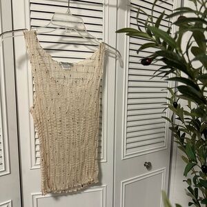 Alberto Makali Cream Sequin Ribbed Tank Top